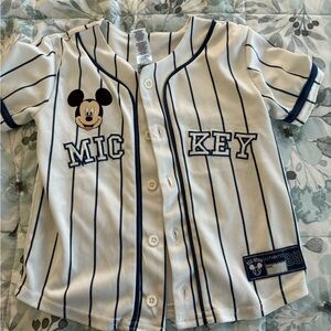 Disney Mickey Mouse Kids Pinstripe Jersey - White and Navy